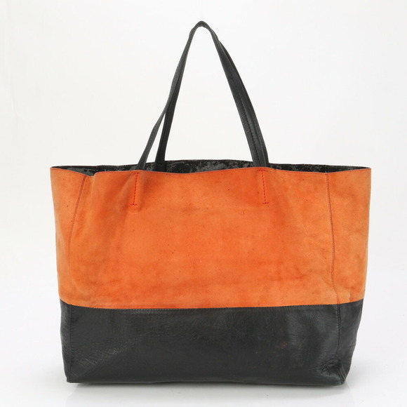 Celine Horizontal Hippo Black Orange Leather Tote Bag - Picture 6 of 14